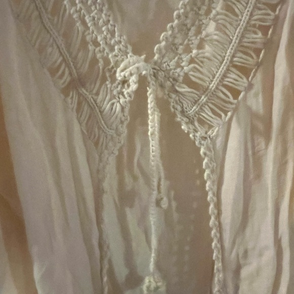 Plus Size Women’s 2X Cream colored Hollow Out Tassel Kimono Cover - Picture 8 of 12